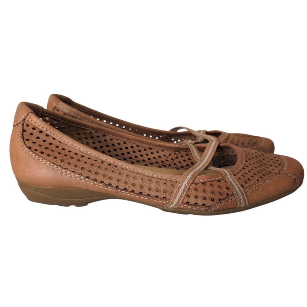 Brown Leather Mary Jane Flats Women 8M‎ Minimalism Preppy Comfort Casual Shoe